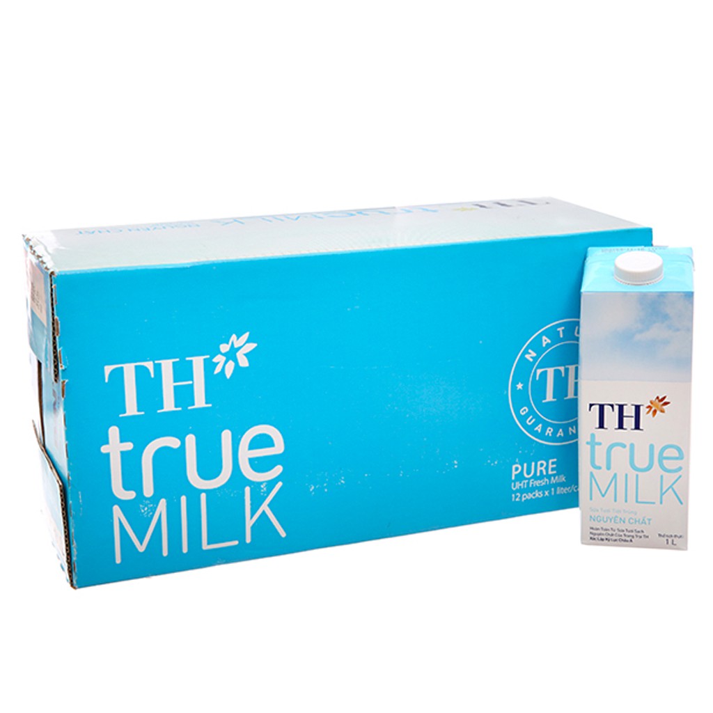Thùng 12 hộp sữa tươi tiệt trùng không đường TH true MILK hộp