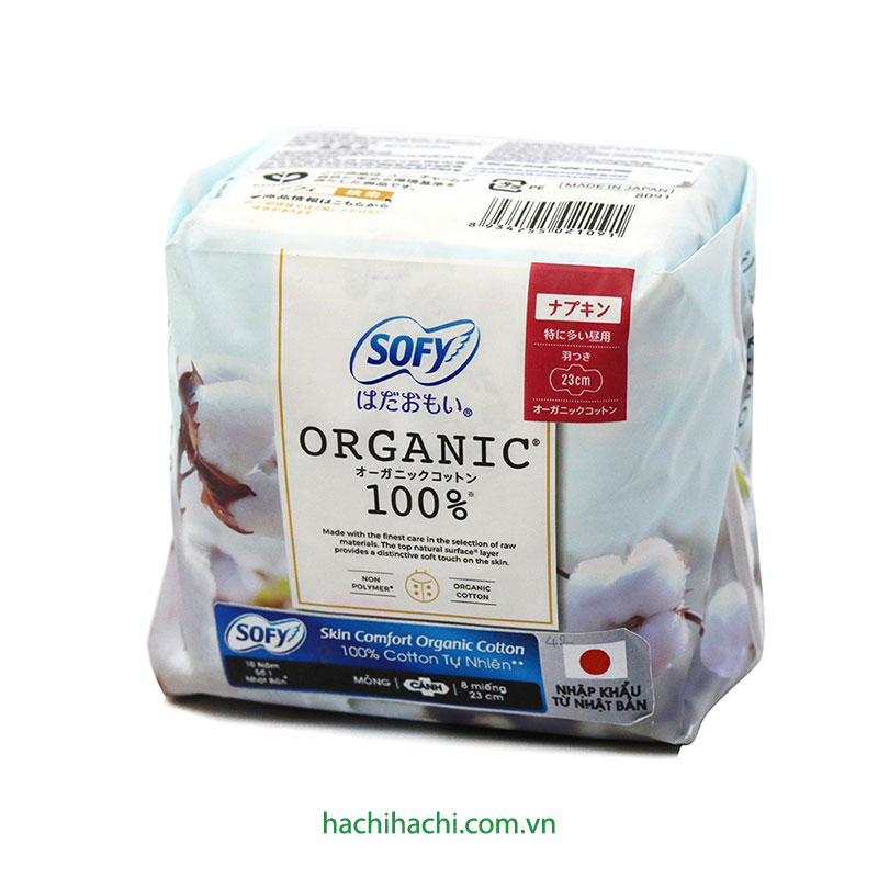 Băng Vệ Sinh Sofy Skin Comfort Organic Cotton Có Cánh 23cm 8 Miếng