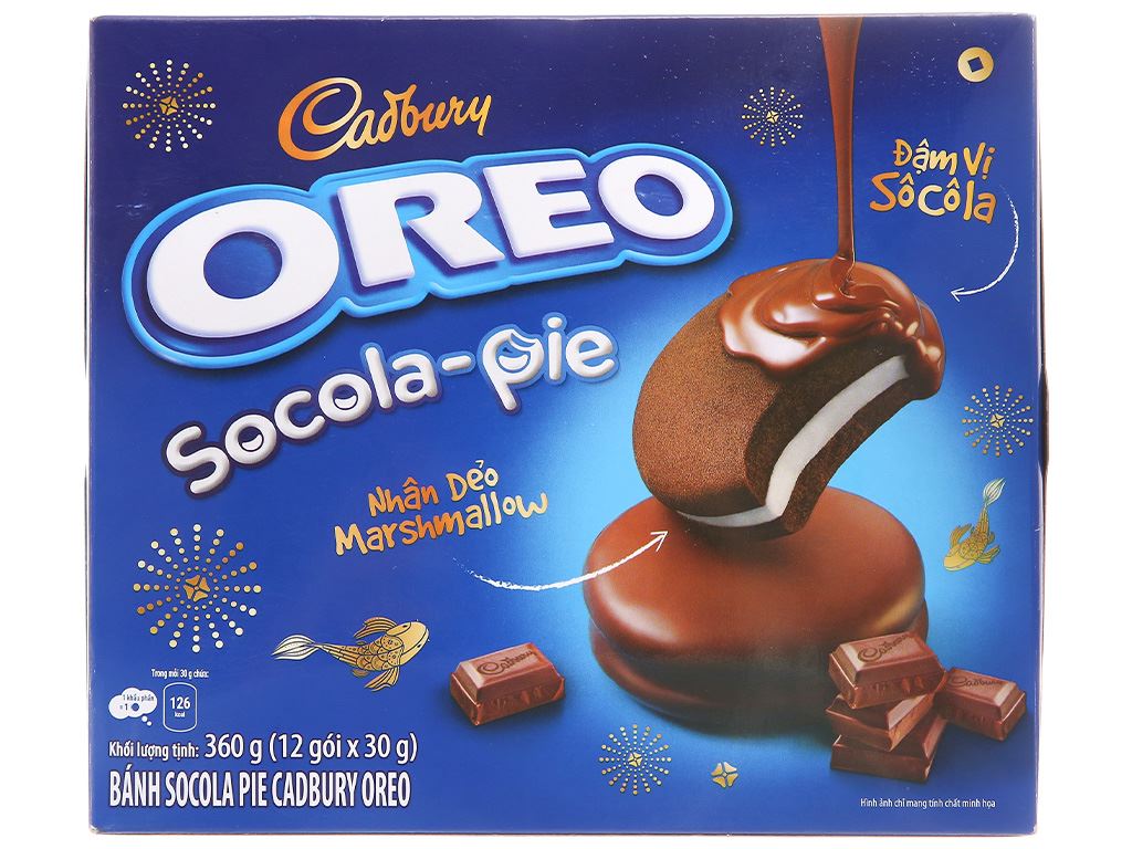 Bánh socola pie Oreo Cadbury hộp 360g (12 cái)