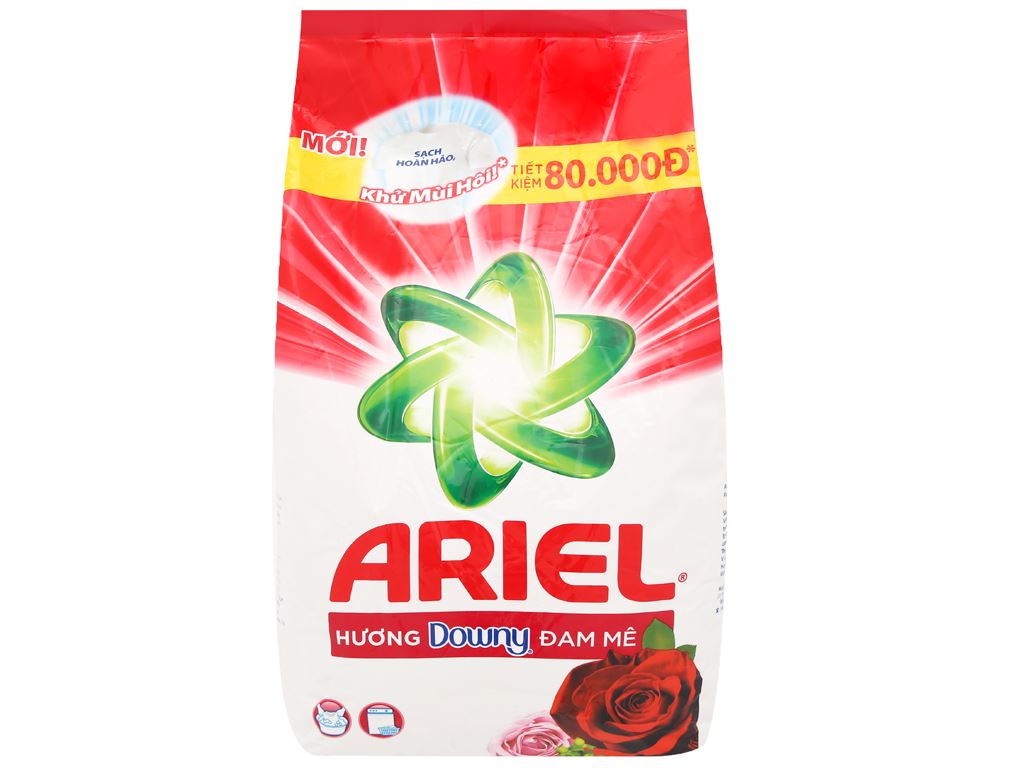 Bột giặt Ariel Sạch hoản hảo - Khử mùi hôi hương Downy đam mê 5kg