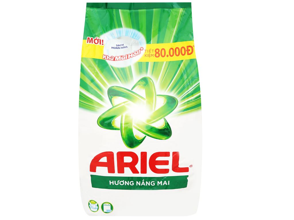 Bột giặt Ariel Sạch hoản hảo - Khử mùi hôi hương nắng mai 5.5kg