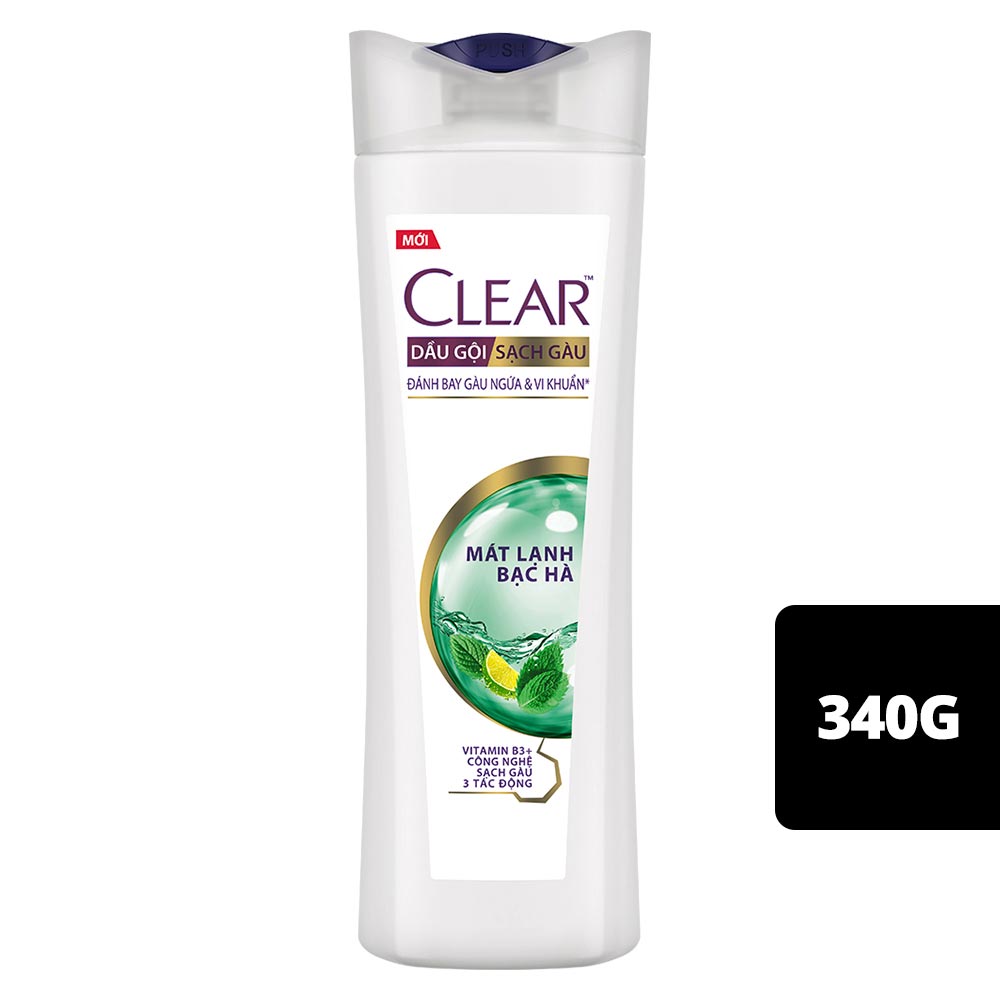 Dầu gội Clear mát lạnh bạc hà 340g