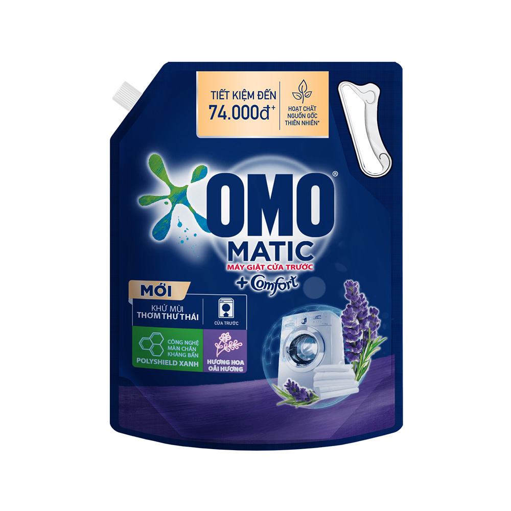 Nước giặt Omo matic Comfort lavender cửa trước túi 3,6kg