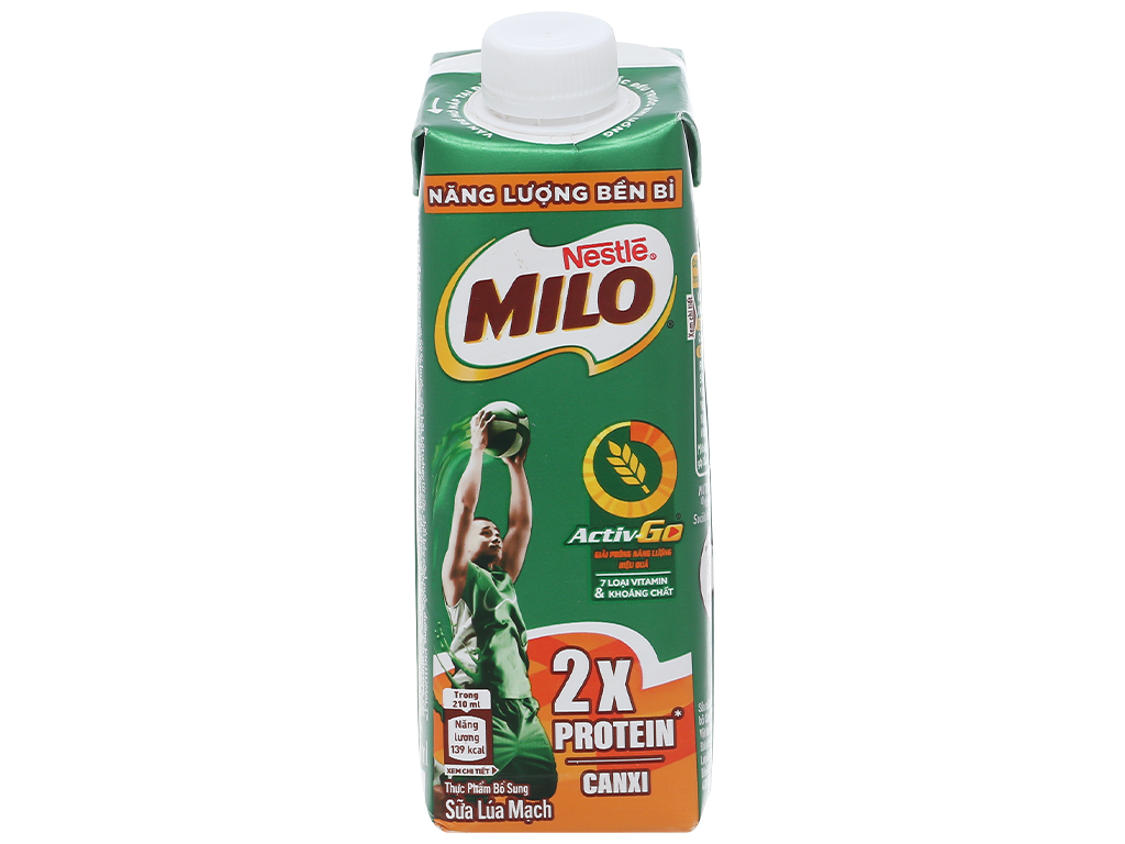 Sữa lúa mạch Milo nắp vặn hộp 210ml