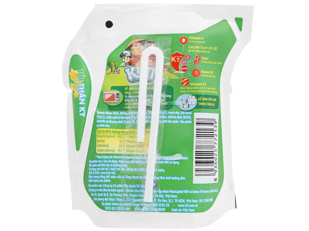 Thức uống dinh dưỡng socola lúa mạch LiF Kun túi 110ml