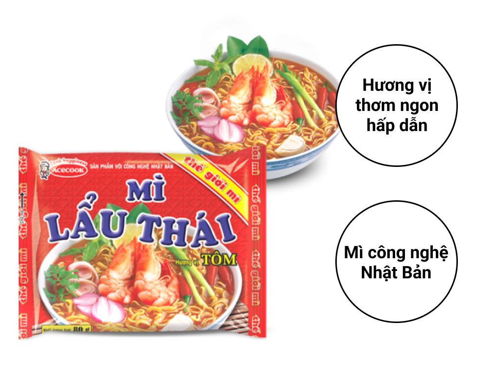 Mì Lẩu Thái tôm gói 80g